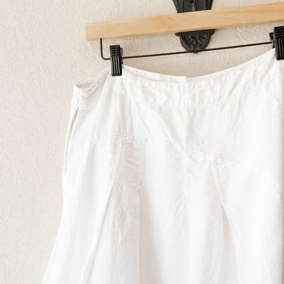 Cannisse White Linen Skirt Size 10 Button Front Midi Minimalist European Flowy - Picture 9 of 12